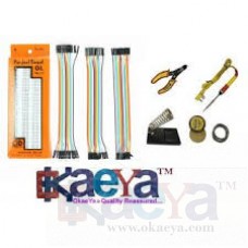 OkaeYa.com Breadboard + 20 Pcs M-M, 20 Pcs M-F, 20 Pcs F-F Jumper Wires Set + 5 In 1 Soldering Iron Set With Comp. Box